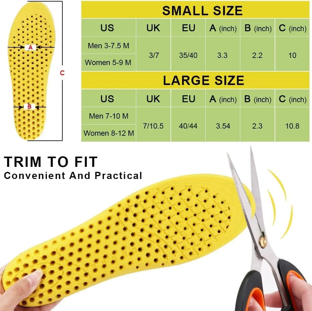 Ailaka Elastic Shock Absorbing Height Increasing Sports Shoe Insoles, Soft Breathable Honeycomb Orthotic Replacement Inserts for Men & Women