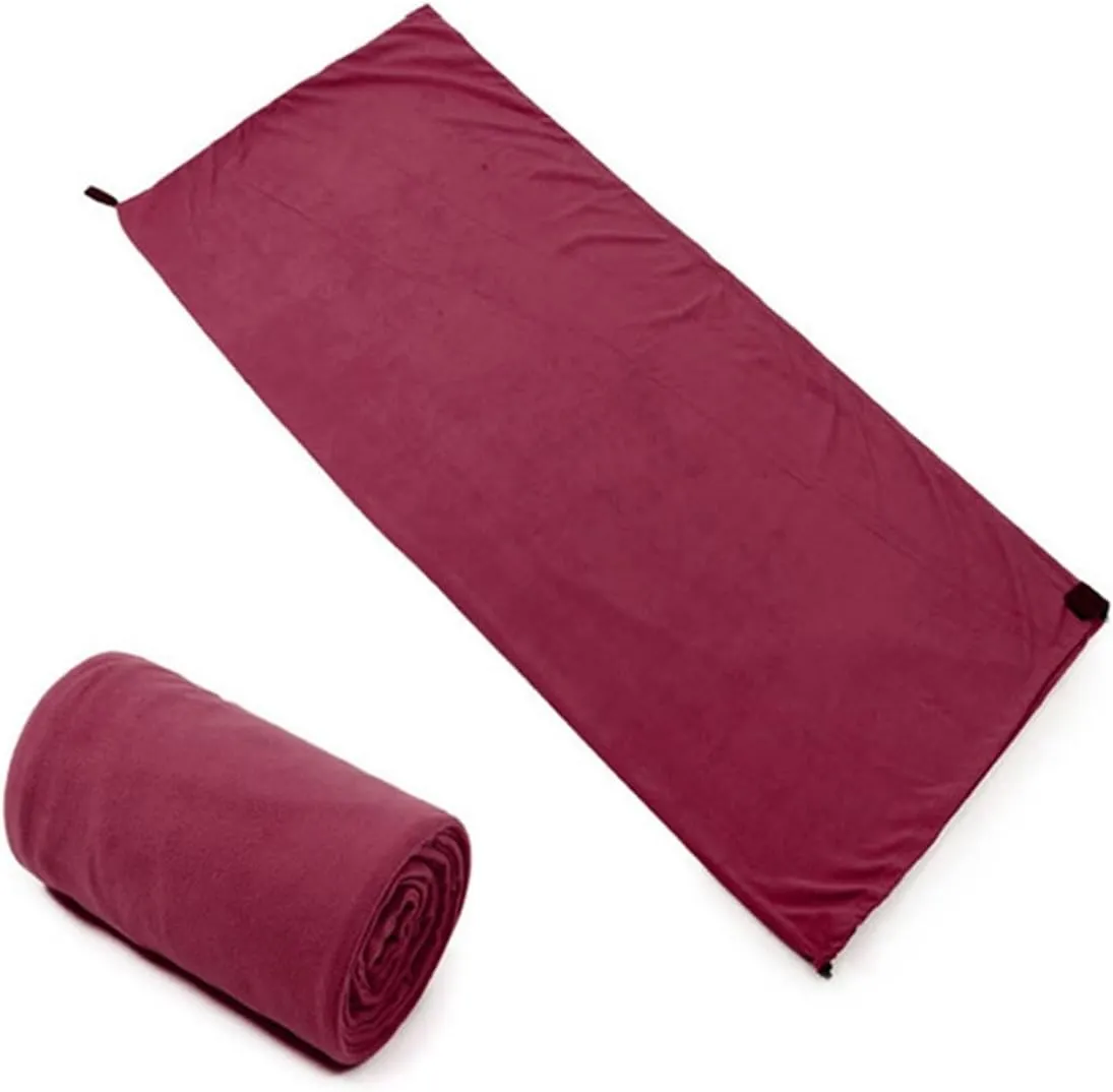 AISHANBAIHUODIAN Portable Ultra-Light Polar Fleece Sleeping Bag Outdoor Camping Tent Bed Travel Warm Sleeping Bag Liner Camping Sport Fit for Accessories(Claret)