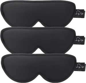 ALASKA BEAR Stylish Sleep Masks for Small Face, 3 Pack Stitched Eye Masks with Contoured Cups, 100% Blackout Cover, Cool and Soft Concave Padding, Machine Washable(Black)