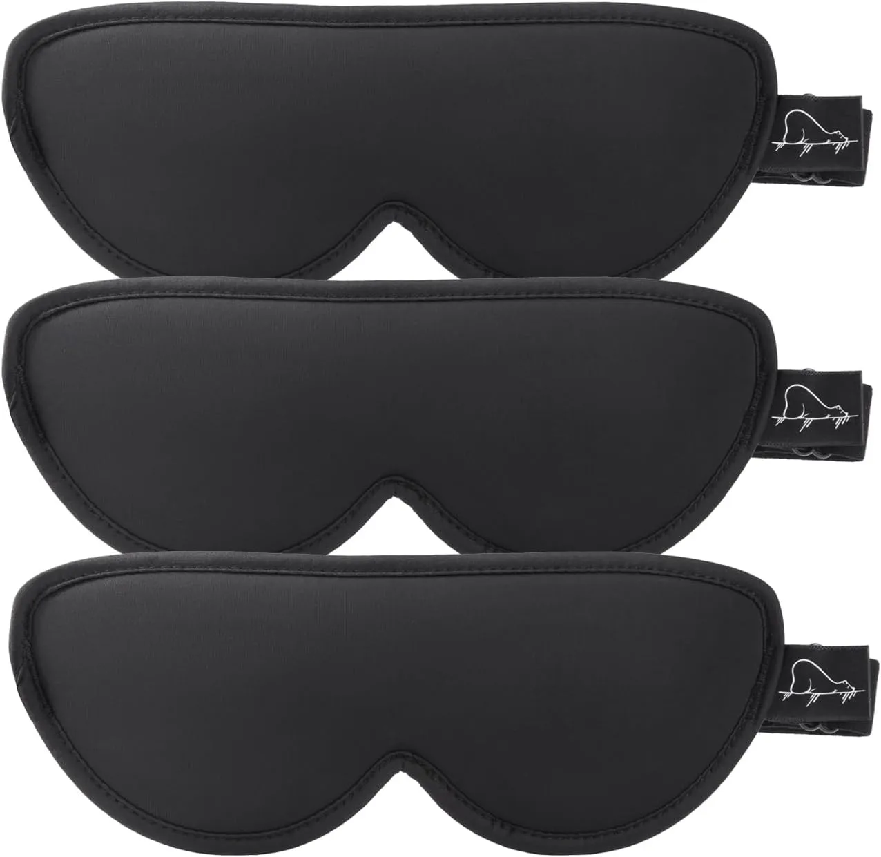 ALASKA BEAR Stylish Sleep Masks for Small Face, 3 Pack Stitched Eye Masks with Contoured Cups, 100% Blackout Cover, Cool and Soft Concave Padding, Machine Washable(Black)