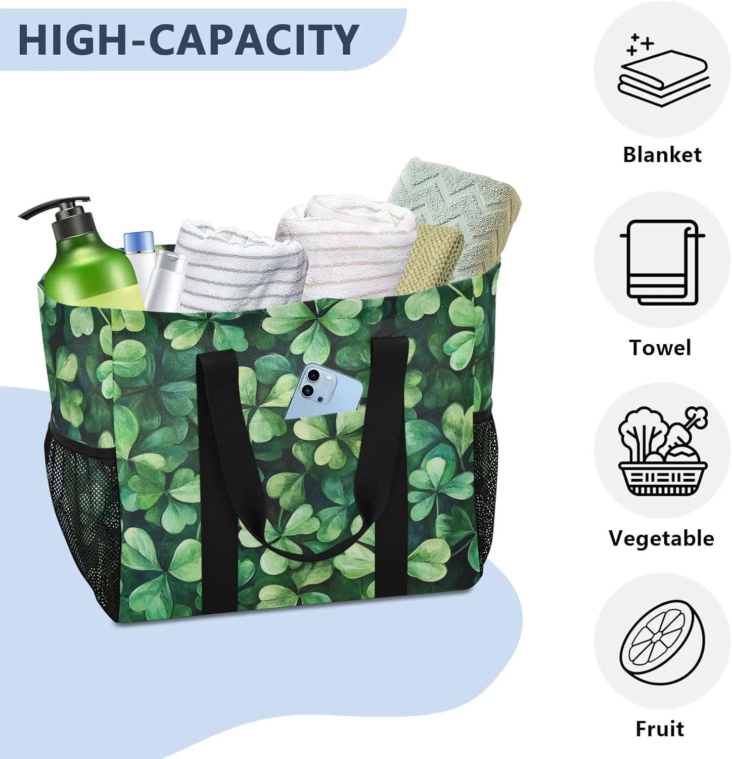 ALAZA Rabbit Easter Egg Chick Flower Leaf Branch Waterproof Beach Tote Bags