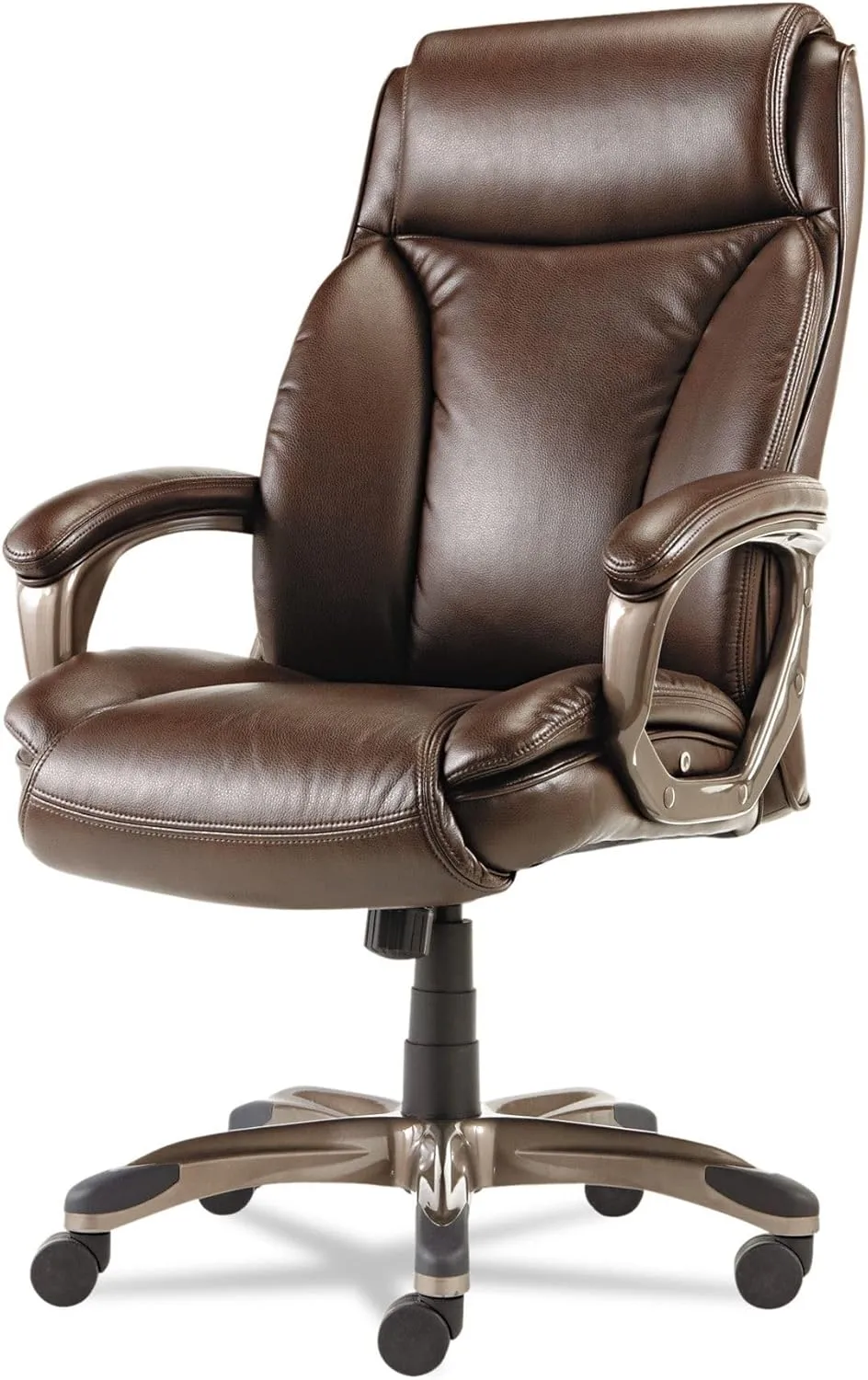 Alera ALEVN4159 Veon Series Executive High-Back Bonded Leather Chair Supports Up to 275 lb - Brown Seat/Back/Bronze Base