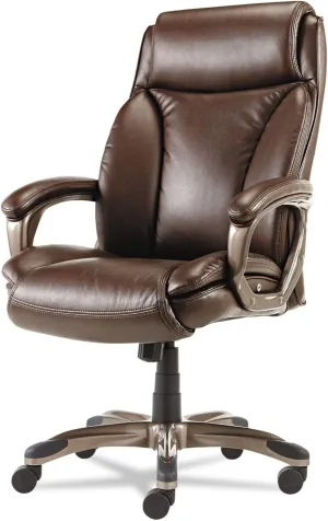 Alera ALEVN4159 Veon Series Executive High-Back Bonded Leather Chair Supports Up to 275 lb - Brown Seat/Back/Bronze Base