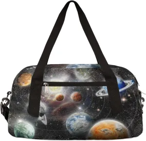 Alien Planet Stars System Space Gym Duffle Bag for Kids,Sports Bag for Teens Boys & Girls Small Waterproof Overnight Weekender Carry School Practice Travel Bag