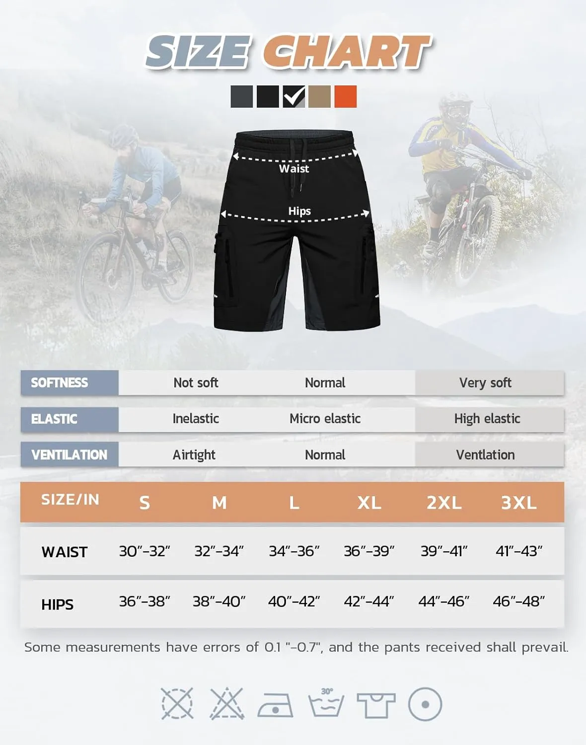 Ally Men's Mountain Bike Shorts 4D Padded Lightweight Loose-fit with Zipper Pockets for Biking Cycling Bicycle Riding Biker