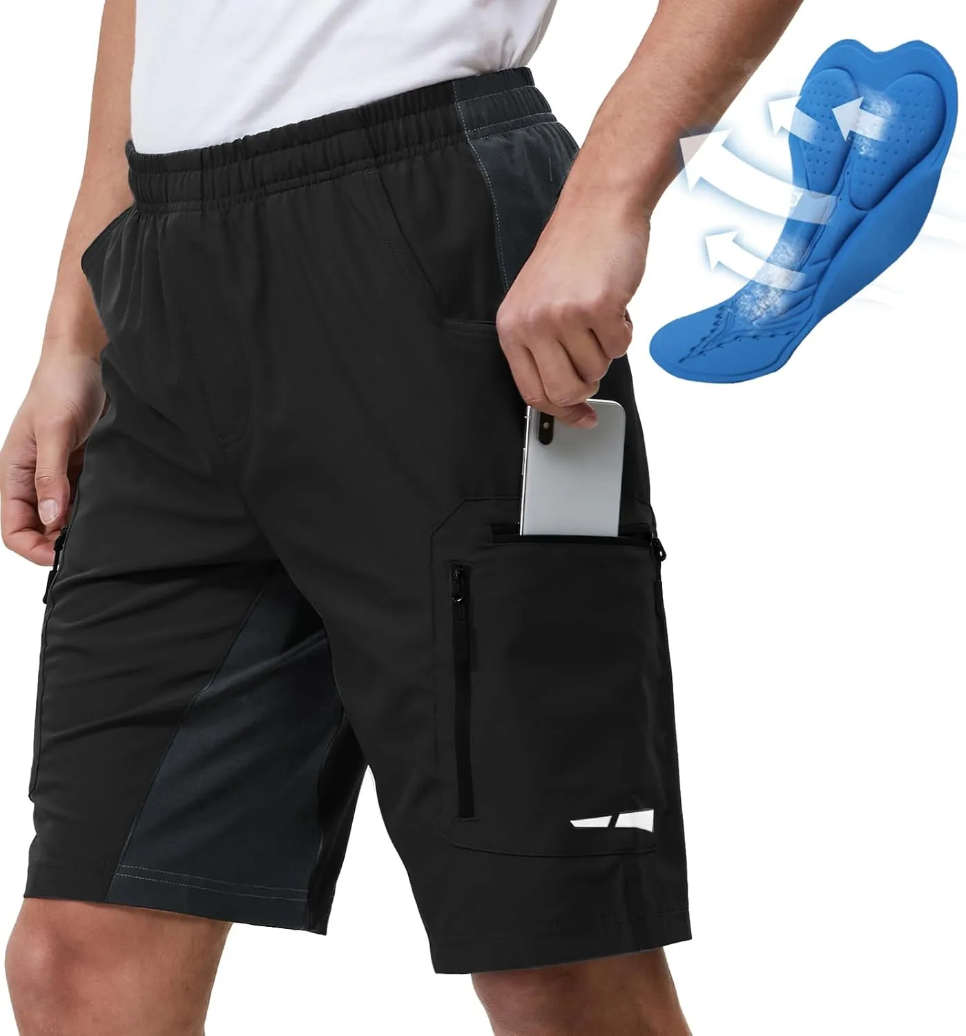 Ally Men's Mountain Bike Shorts 4D Padded Lightweight Loose-fit with Zipper Pockets for Biking Cycling Bicycle Riding Biker