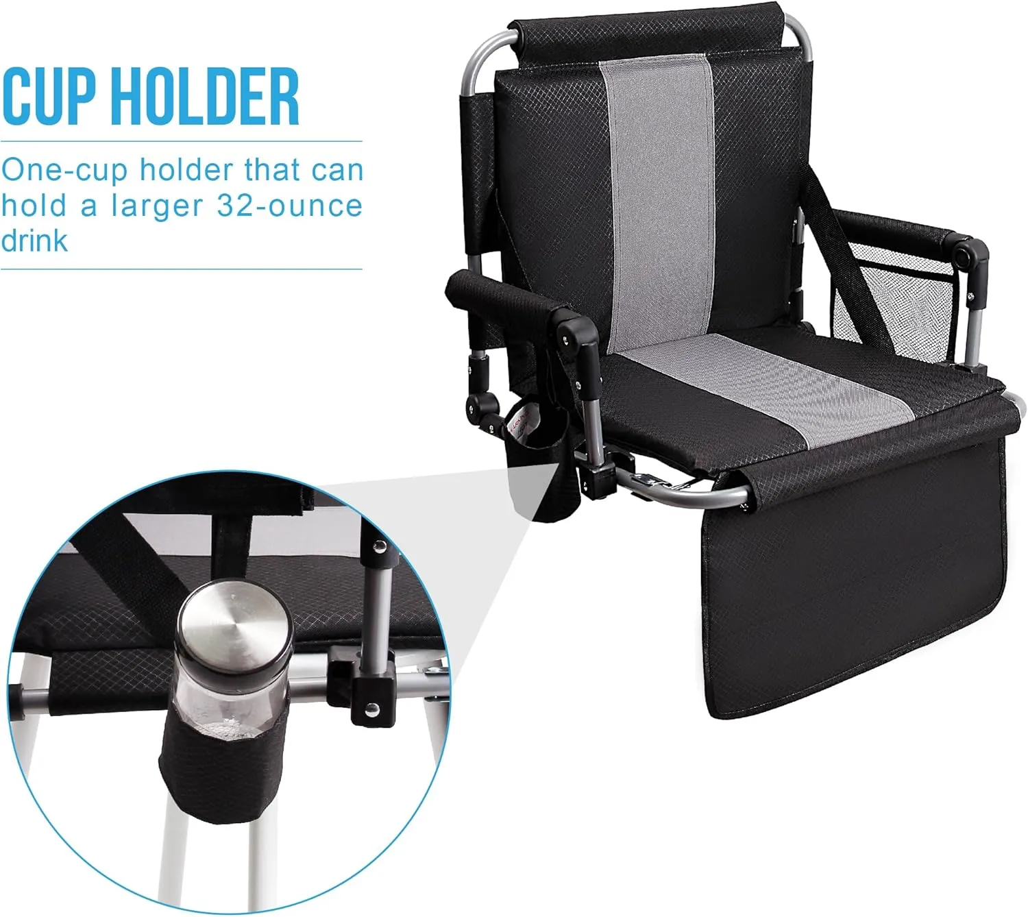 ALPHA CAMP Stadium Seat Padded Chair for Bleachers with Back& Arm Rest