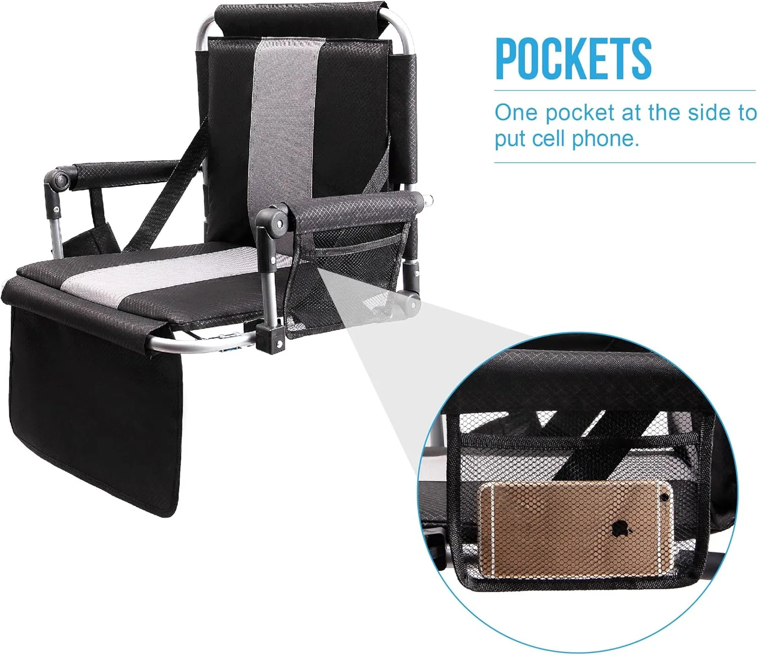 ALPHA CAMP Stadium Seat Padded Chair for Bleachers with Back& Arm Rest