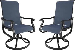 Amopatio Patio Swivel Chairs Set of 2, Outdoor Swivel Rocker Dining Chairs with All Weather Textilene High Back & Metal Frame, for Backyard Deck Lawn Garden, Navy Blue