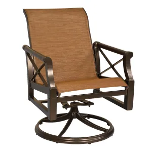 Andover Sling Swivel Rocking Dining Arm Chair By Woodard