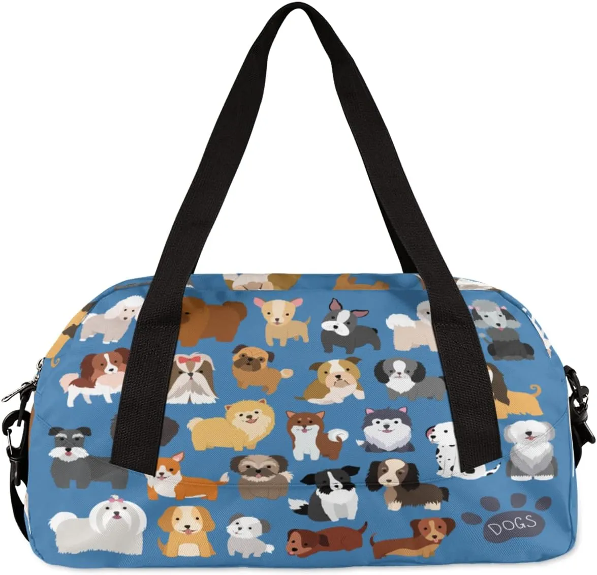 Animal Paw Print Gym Bag for Women & Men - Small Travel Duffel for Sports, Overnight, Weekender, Workout & Dance Bag