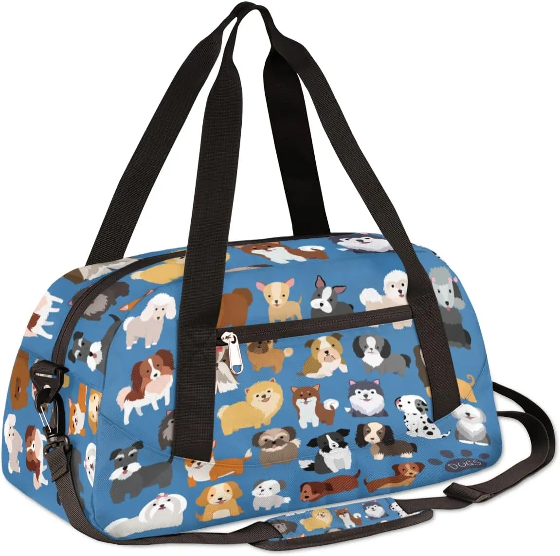 Animal Paw Print Gym Bag for Women & Men - Small Travel Duffel for Sports, Overnight, Weekender, Workout & Dance Bag