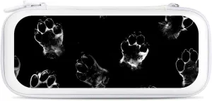 Animal Paw Prints Hard Shell Travel Case with Rope 15 Game Card Pockets Compatible with Switch Protective