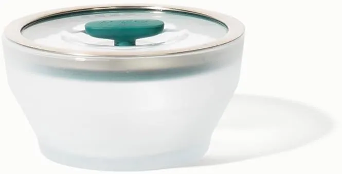 Anyday 4-Cup Microwave Cookware & Glass Container with Glass Lid, Plastic-Free Deep Food Storage | Stackable Airtight Steamer with Vented Lid for Microwave-Safe Reheating, Steaming Vegetables & Rice