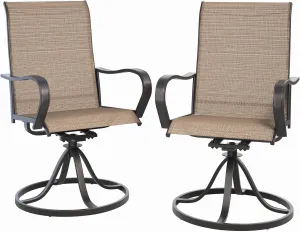 Aoxun Patio Chairs, Swivel Outdoor Chairs Set of 2, Textilene Outdoor Swivel Rocker Patio Chairs for Lawn (2-Pack, Brown)