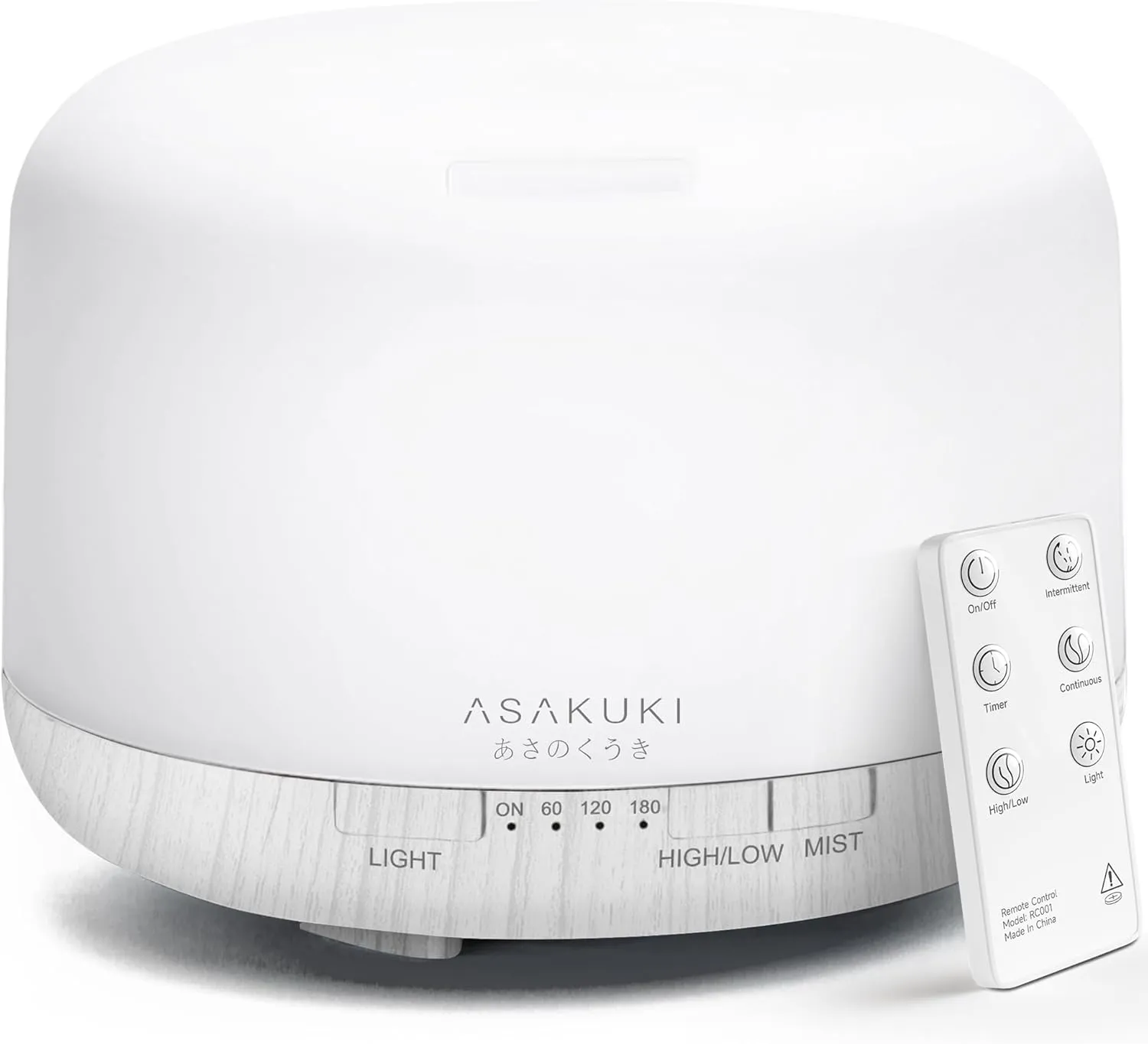 ASAKUKI 500ml Premium Essential Oil Diffuser with Remote Control, 5 in 1 Ultrasonic Aromatherapy Fragrant Oil Humidifier Vaporizer, Timer and Auto-Off Switch (White)