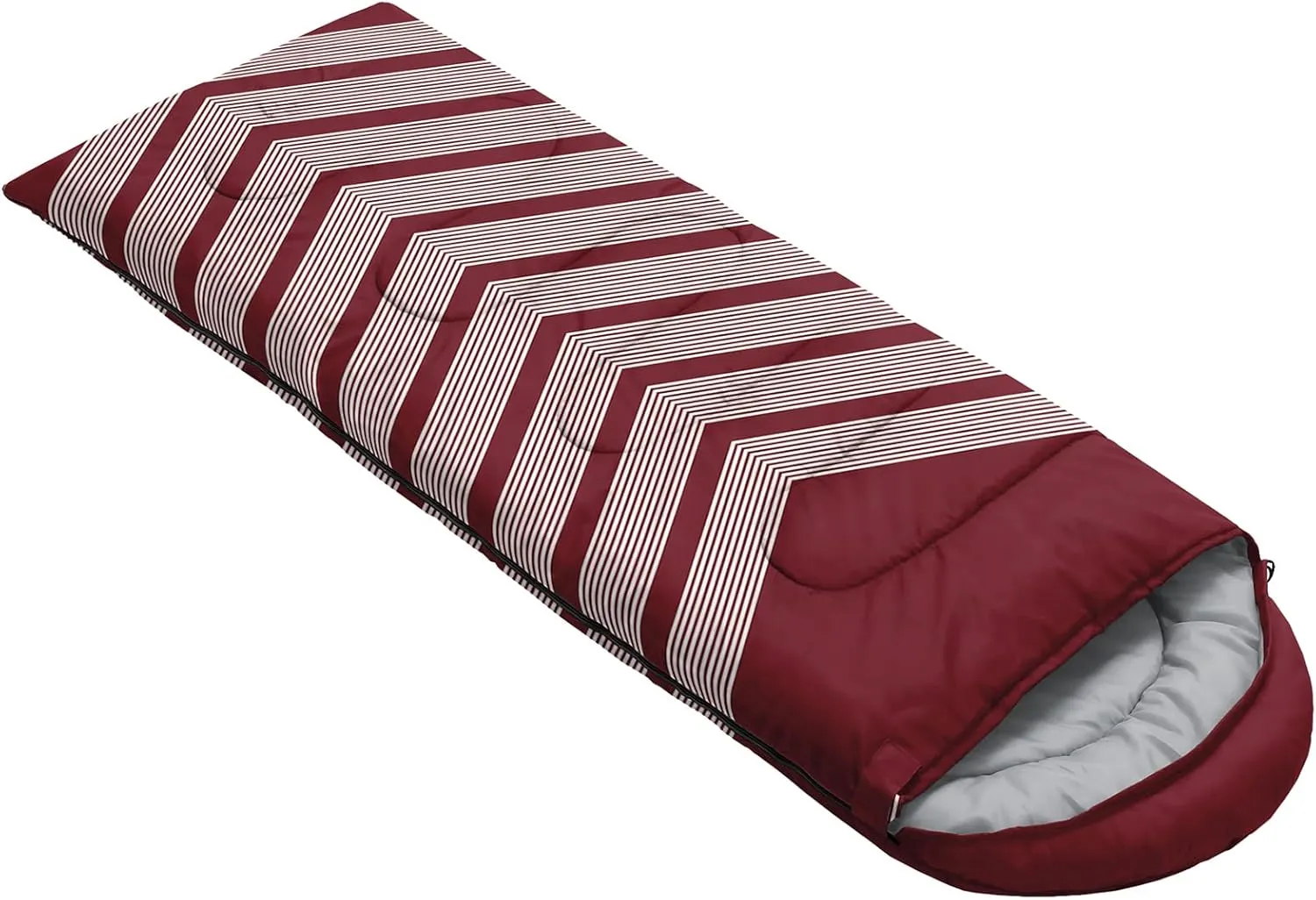 Axolotl Black and Grey Sleeping Bag for Adults,Stripe Camping Bag,3 Season Warm Cool Weather Backpacking Bag,Waterproof Portable Sleeping Bag with Compression Sack for Camping Hiking Outdoor Travel