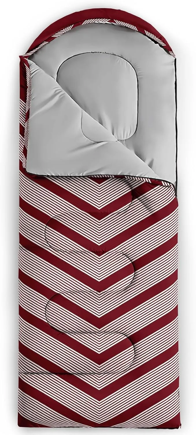 Axolotl Black and Grey Sleeping Bag for Adults,Stripe Camping Bag,3 Season Warm Cool Weather Backpacking Bag,Waterproof Portable Sleeping Bag with Compression Sack for Camping Hiking Outdoor Travel