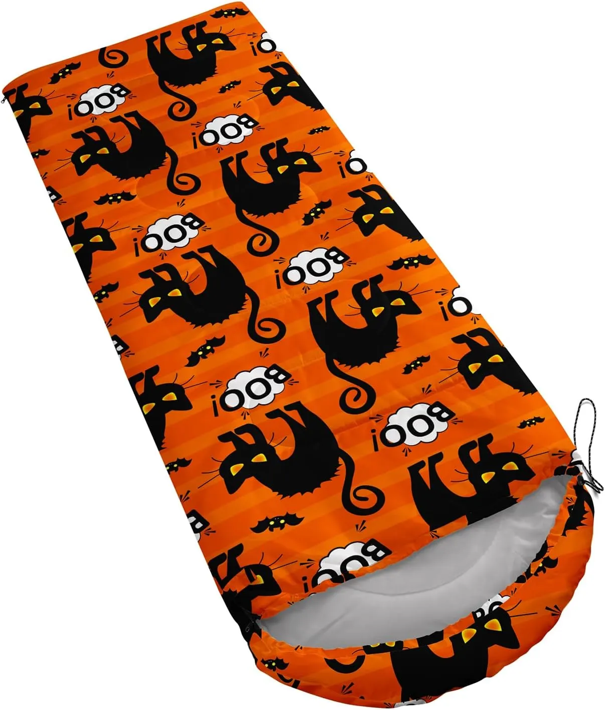 Axolotl Black Cats Sleeping Bag for Kids Boys Girls–Lightweight Warm Cold Weather Sleeping Bags,Waterproof Portable Sleeping Bag for Camping,Backpacking Camping Sleeping Bag,Kids Sleeping Bags,Orange