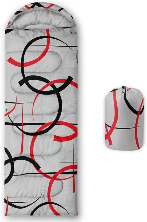 Axolotl Black Red Stripes Sleeping Bag,3 Season Warm and Cool Weather Circle Geometric Sleeping Bag for Boys Girls,Waterproof Lightweight Abstract Vintage Sleeping Bag for Traveling,Outdoors Camping