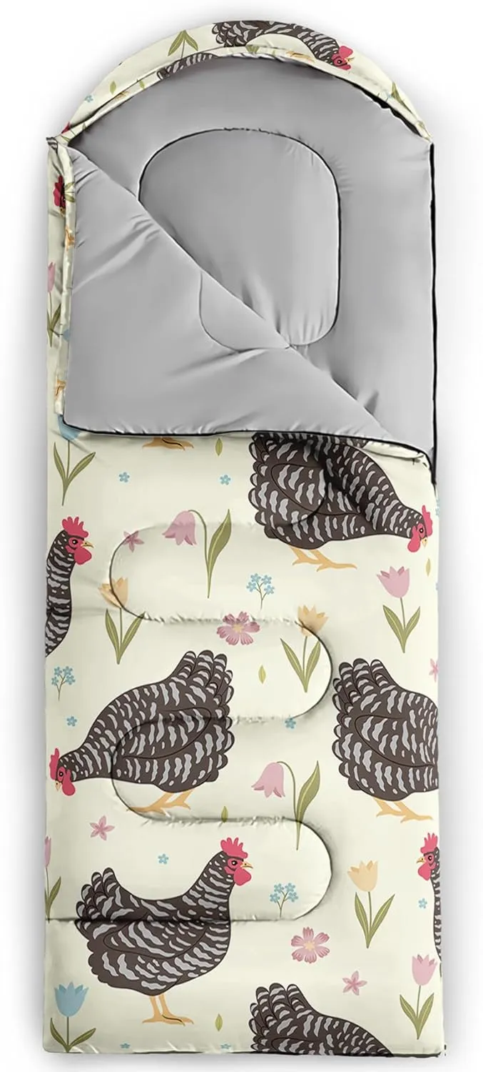 Axolotl Cartoon Fox Sleeping Bag,3 Season Warm and Cool Weather Kawaii Fox Flowers Sleeping Bags for Kids Boys Teens,Waterproof Lightweight Sleeping Bags for Traveling,Outdoors Camping Equipment,Red