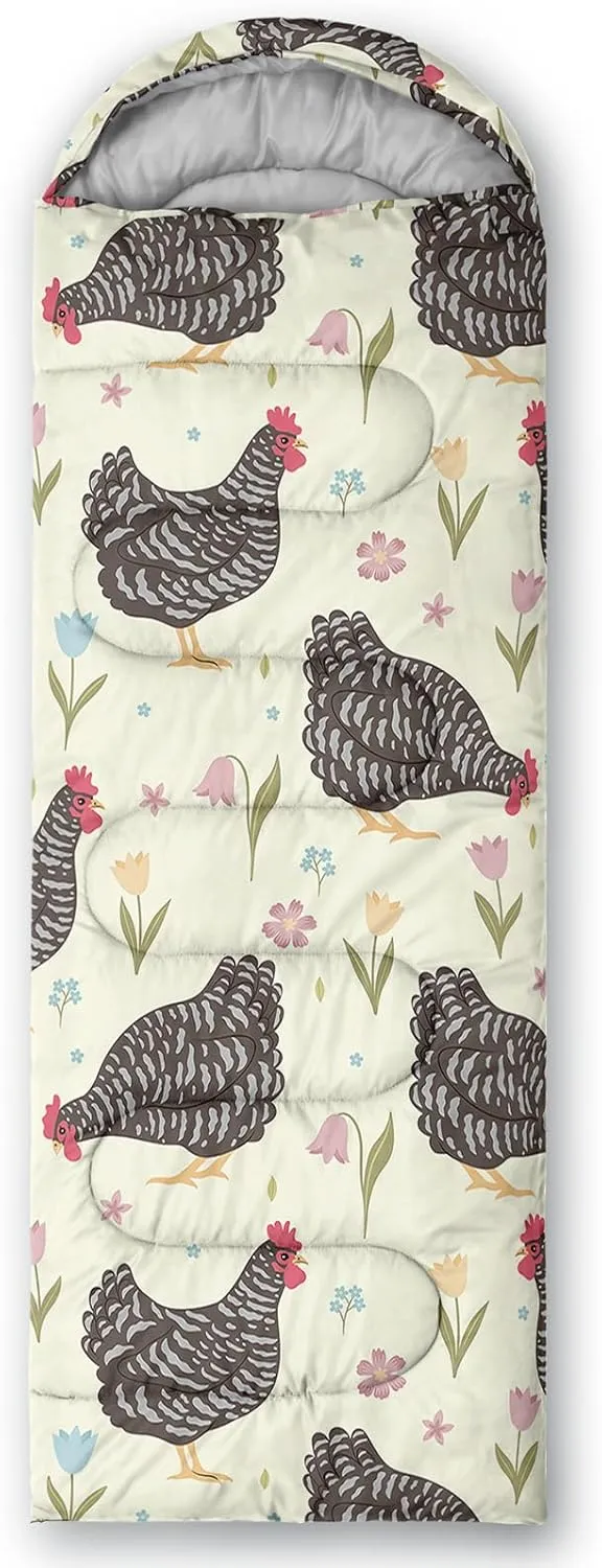 Axolotl Cartoon Fox Sleeping Bag,3 Season Warm and Cool Weather Kawaii Fox Flowers Sleeping Bags for Kids Boys Teens,Waterproof Lightweight Sleeping Bags for Traveling,Outdoors Camping Equipment,Red