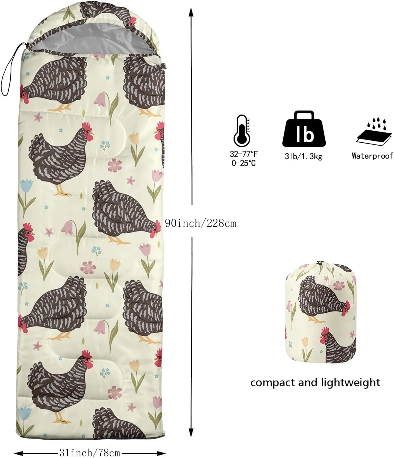 Axolotl Cartoon Fox Sleeping Bag,3 Season Warm and Cool Weather Kawaii Fox Flowers Sleeping Bags for Kids Boys Teens,Waterproof Lightweight Sleeping Bags for Traveling,Outdoors Camping Equipment,Red