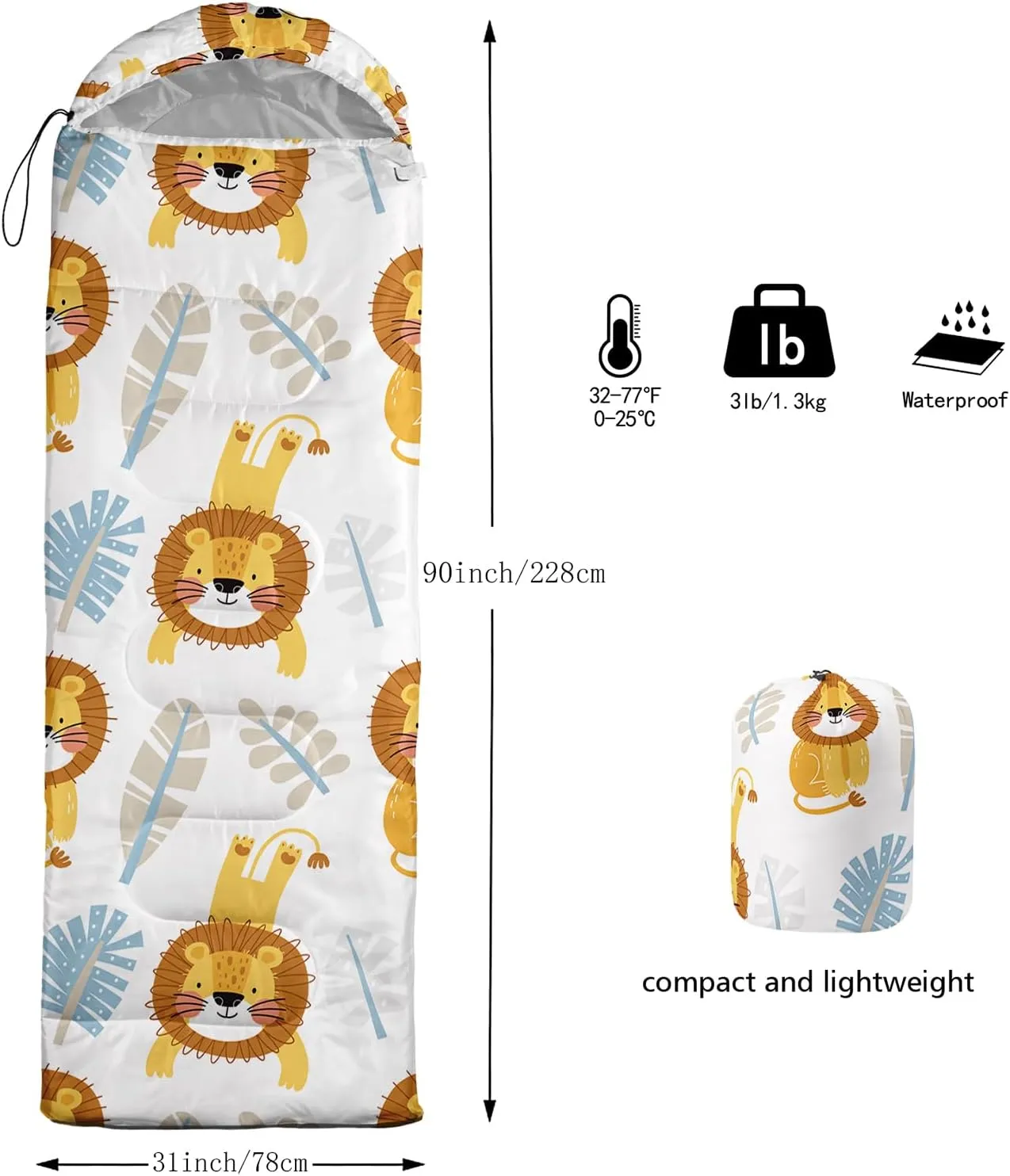 Axolotl Kawaii Sheep Sleeping Bag,3 Season Warm and Cool Weather Moon and Star Sleeping Bags for Kids Girls Teens,Cloud Waterproof Lightweight Sleeping Bags for Traveling,Outdoors Camping Equipment