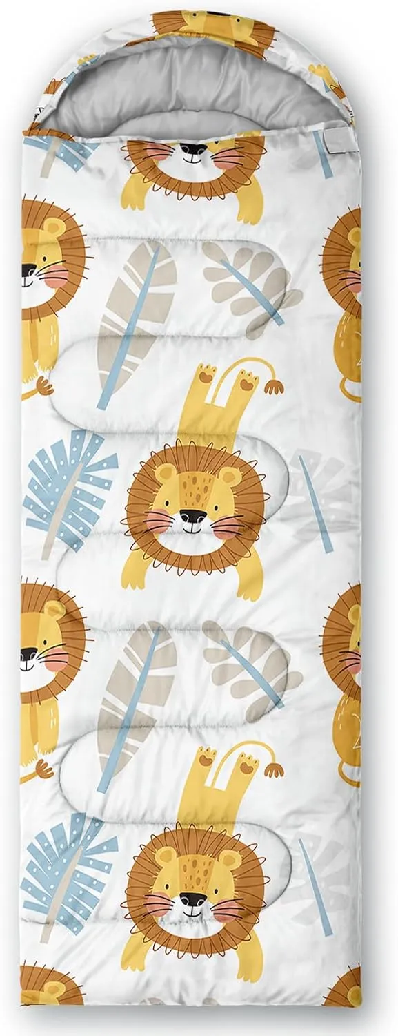 Axolotl Kawaii Sheep Sleeping Bag,3 Season Warm and Cool Weather Moon and Star Sleeping Bags for Kids Girls Teens,Cloud Waterproof Lightweight Sleeping Bags for Traveling,Outdoors Camping Equipment