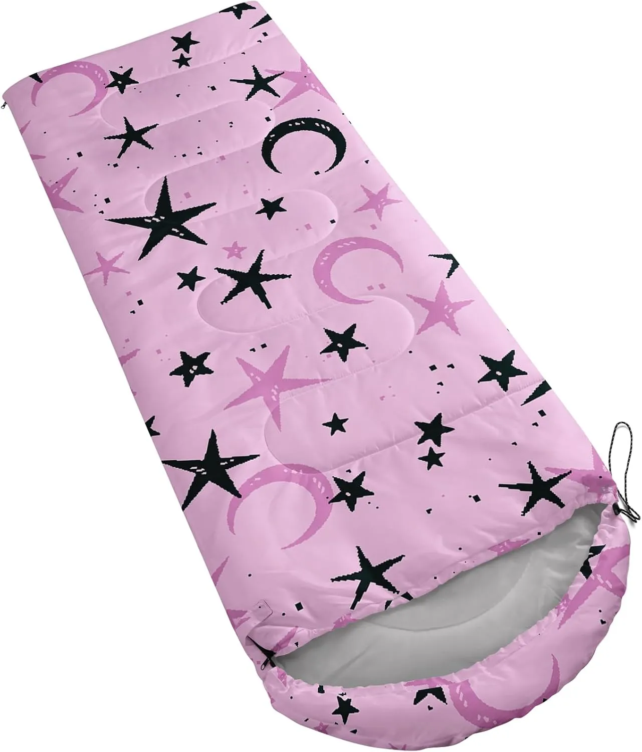Axolotl Moon Stars Sleeping Bag for Kids–Lightweight Warm Cold Weather Sleeping Bags,Waterproof Portable Sleeping Bag for Camping Backpacking Outdoor Indoor 3-4 Seasons,Sleeping Bag for Hiking,Pink