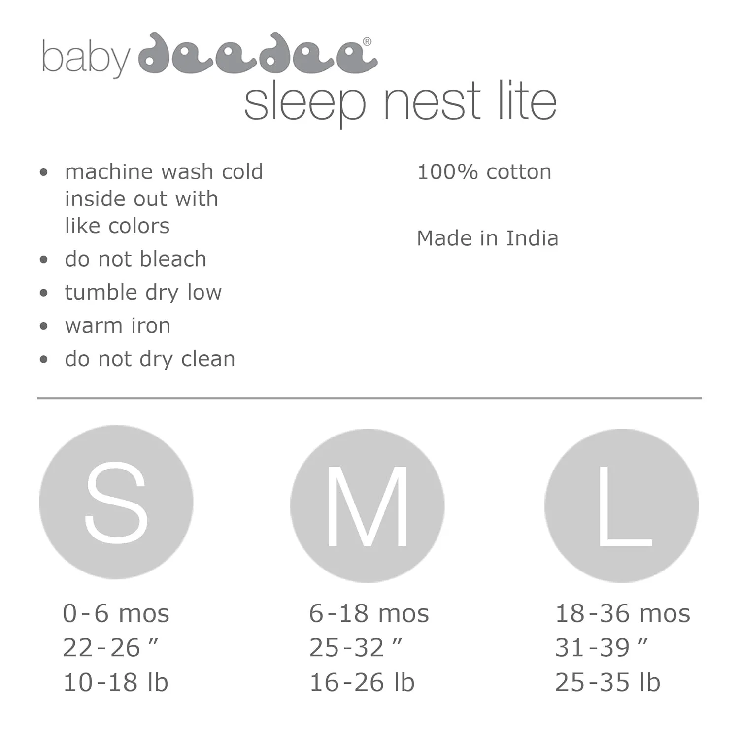 baby deedee 100% Cotton Sleeping Sack, Baby Sleeping Bag Wearable Blanket, Sleep Nest Lite, Infant and Toddler, Mocha Heather, Large (18-36 Months) 427