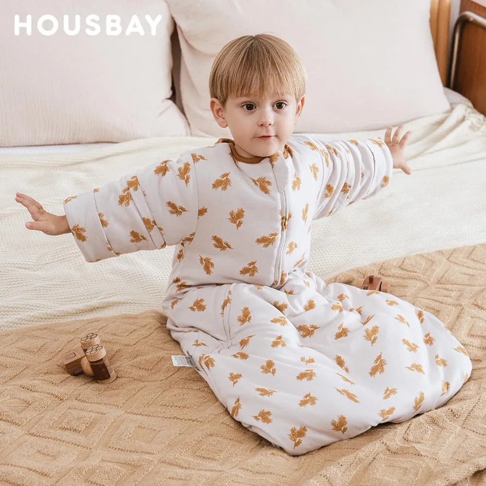 Baby Sleep Bag Wearable Blanket Sleep Sack with Detachable Sleeves 2.5tog Unisex Baby Sleeping Sack With 2-Way Zipper