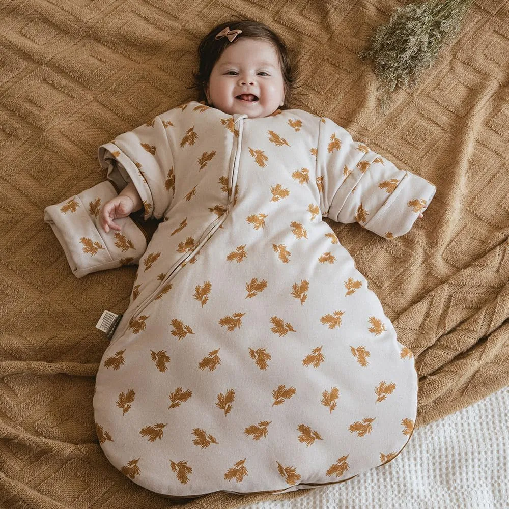 Baby Sleep Bag Wearable Blanket Sleep Sack with Detachable Sleeves 2.5tog Unisex Baby Sleeping Sack With 2-Way Zipper
