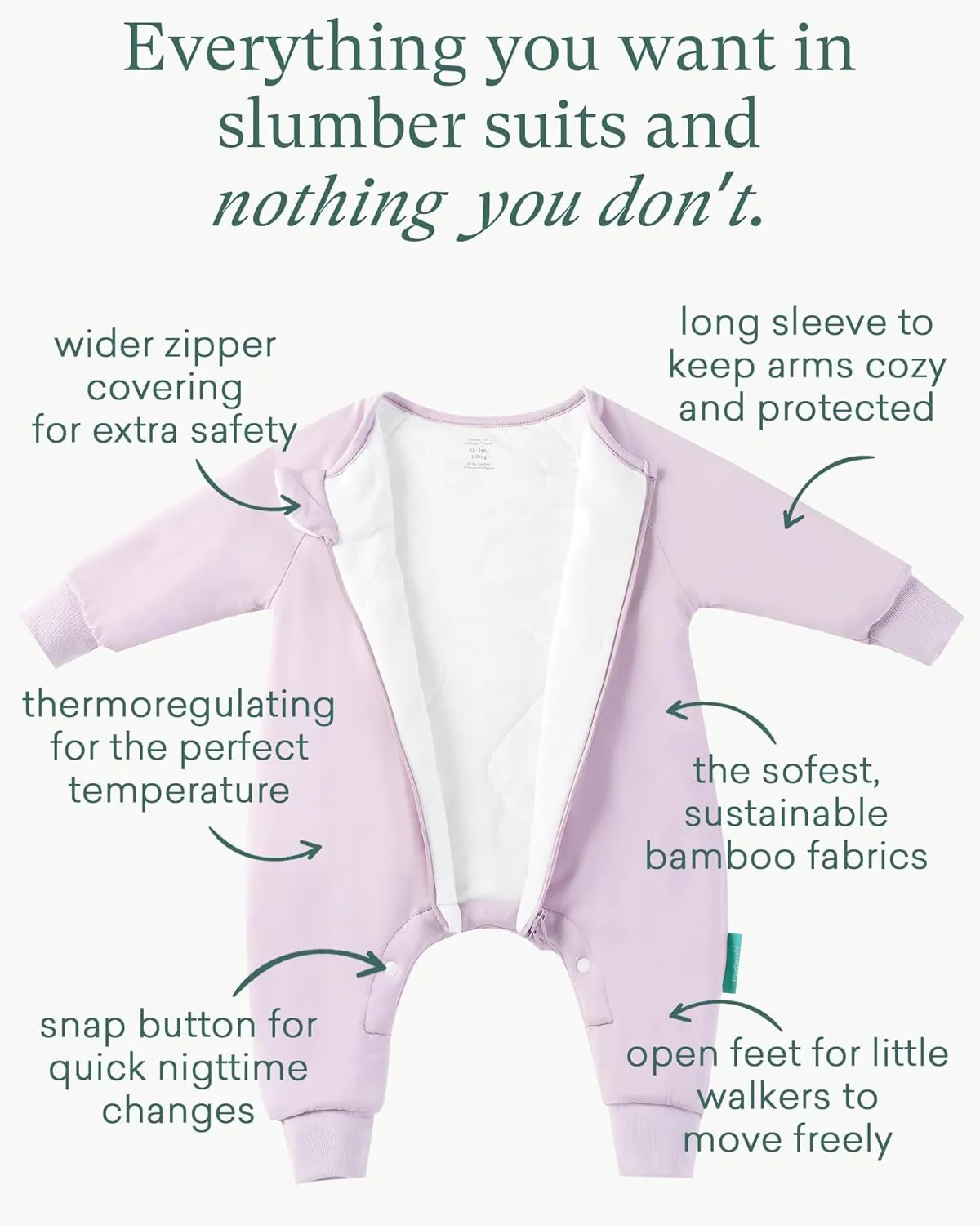 Baby Sleep Sack with Feet, Long Sleeve 1.0 TOG Baby Sleeping Bag with Legs, 2-Way Zipper Wearable Blanket for Walkers, Lilac