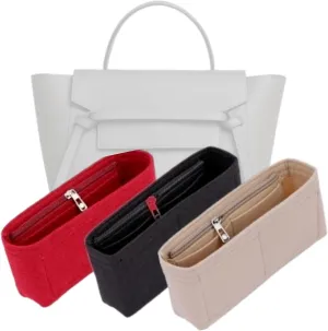 Bag Organizer for Celine Micro Belt Bag (24L x 20H x 13D cm)|Handmade Bag Organizer|Custom Bag Insert|2mm Felt Bag Liner|Women Handbag Bag Shaper (Beige, Style A: Exposure)