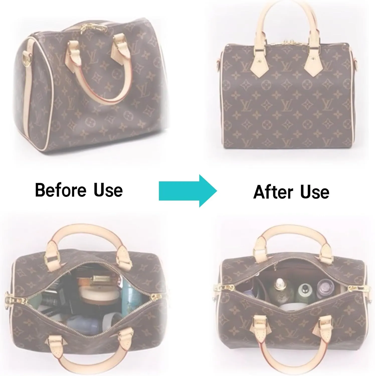 Bag Organizer for LV Nice Mini Bag (20L x 13.5H x 12D cm)|Handmade Custom Bag Insert|2mm Felt Bag Liner|Women Handbag Shaper (Coffee, Style B)