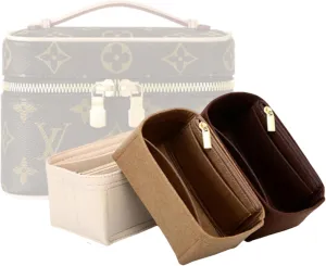 Bag Organizer for LV Nice Mini Bag (20L x 13.5H x 12D cm)|Handmade Custom Bag Insert|2mm Felt Bag Liner|Women Handbag Shaper (Coffee, Style B)