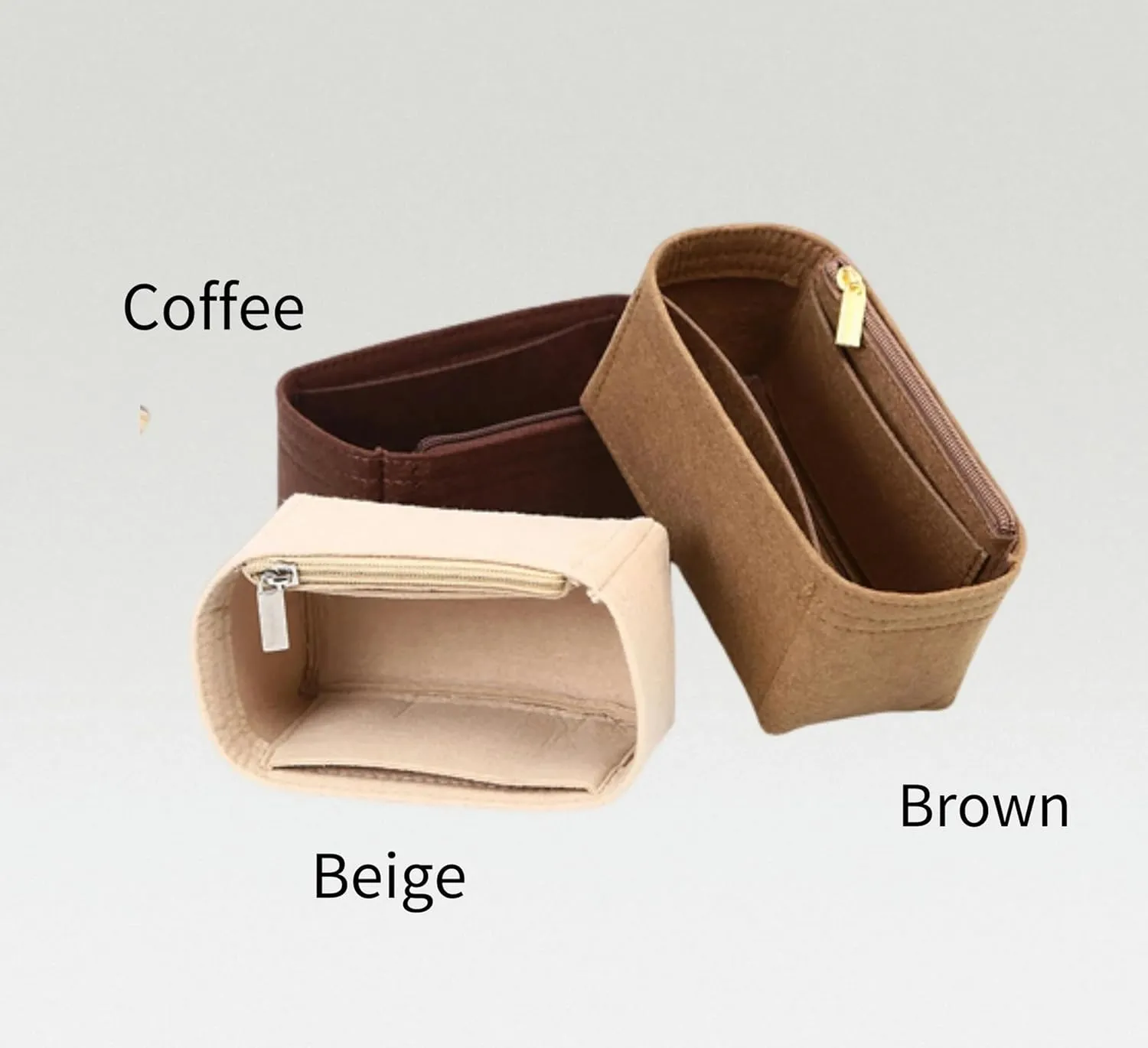 Bag Organizer for LV Nice Mini Bag (20L x 13.5H x 12D cm)|Handmade Custom Bag Insert|2mm Felt Bag Liner|Women Handbag Shaper (Coffee, Style B)