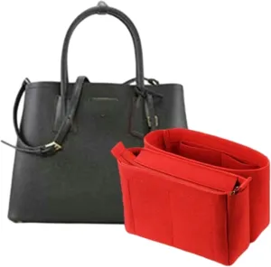 Bag Organizer for Prada Medium Saffiano Leather Double Bag(33L x 25H x 14D cm)|Handmade Custom Bag Insert|2mm Felt Bag Liner|Women Handbag Shaper (Black, Style A)