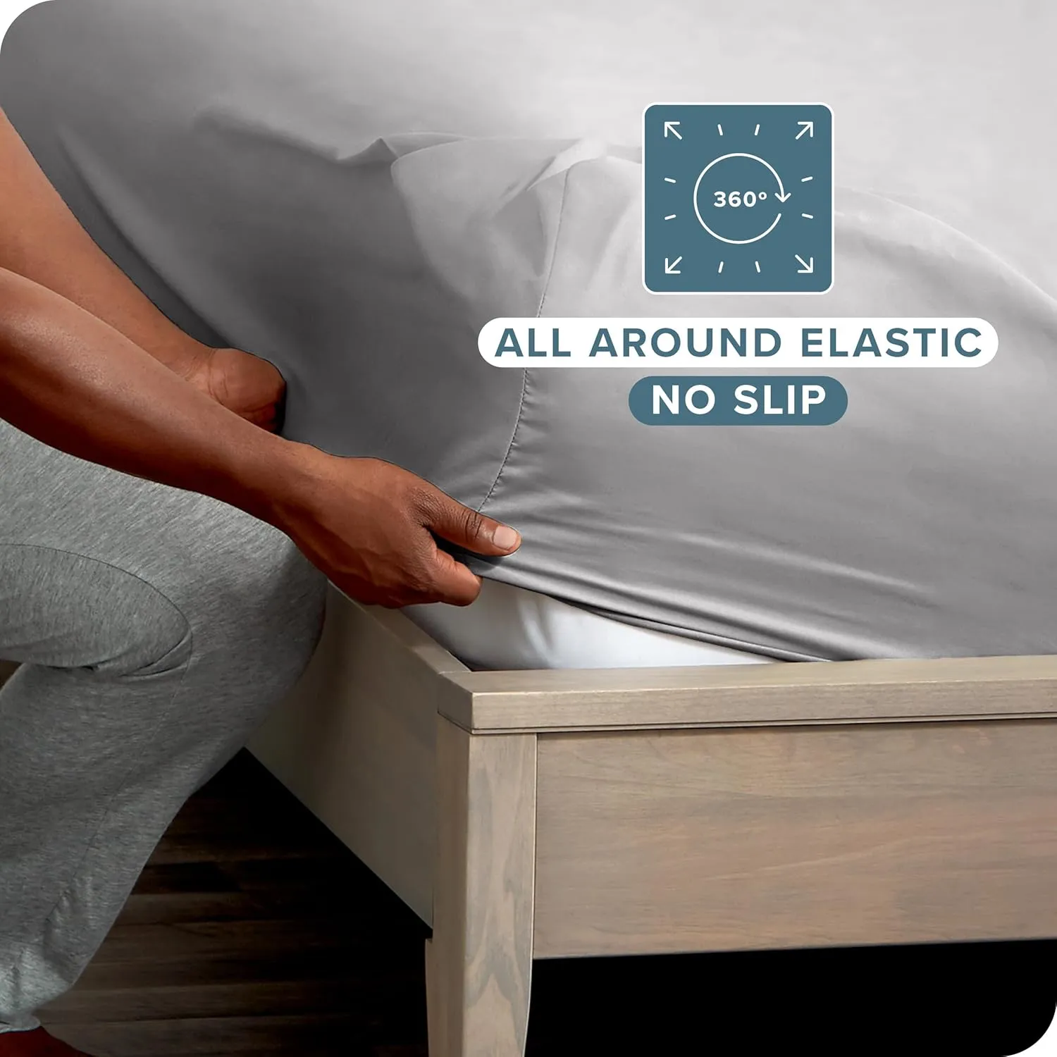 Bare Home 2-Pack Fitted Bottom Sheets King - Premium 1800 Ultra-Soft Wrinkle Resistant Microfiber - Deep Pocket (King, Light Grey)