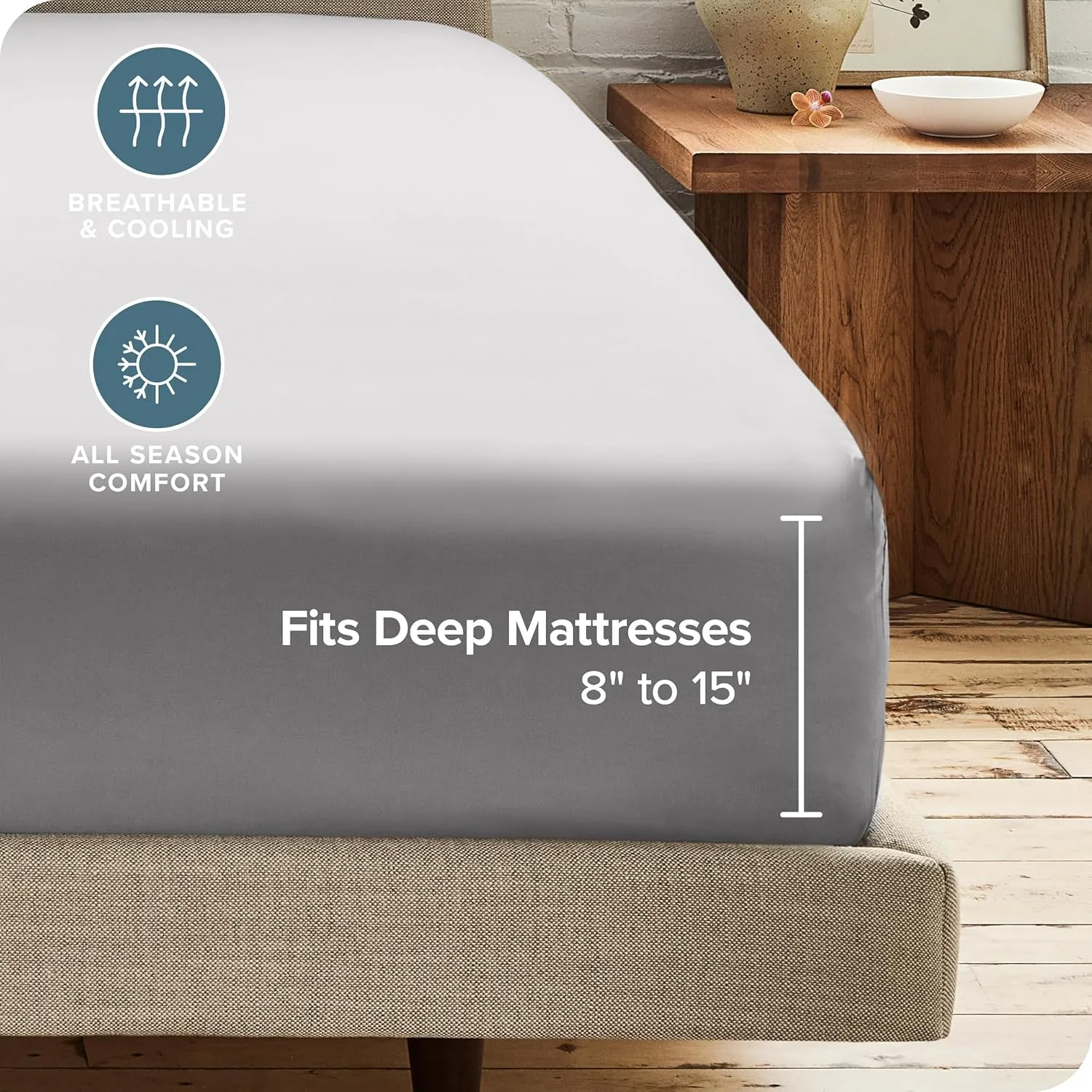 Bare Home 2-Pack Fitted Bottom Sheets King - Premium 1800 Ultra-Soft Wrinkle Resistant Microfiber - Deep Pocket (King, Light Grey)
