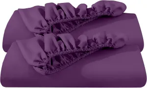 Bare Home 2-Pack Fitted Bottom Sheets Queen - Premium 1800 Ultra-Soft Wrinkle Resistant Microfiber - Deep Pocket (Queen, Plum)