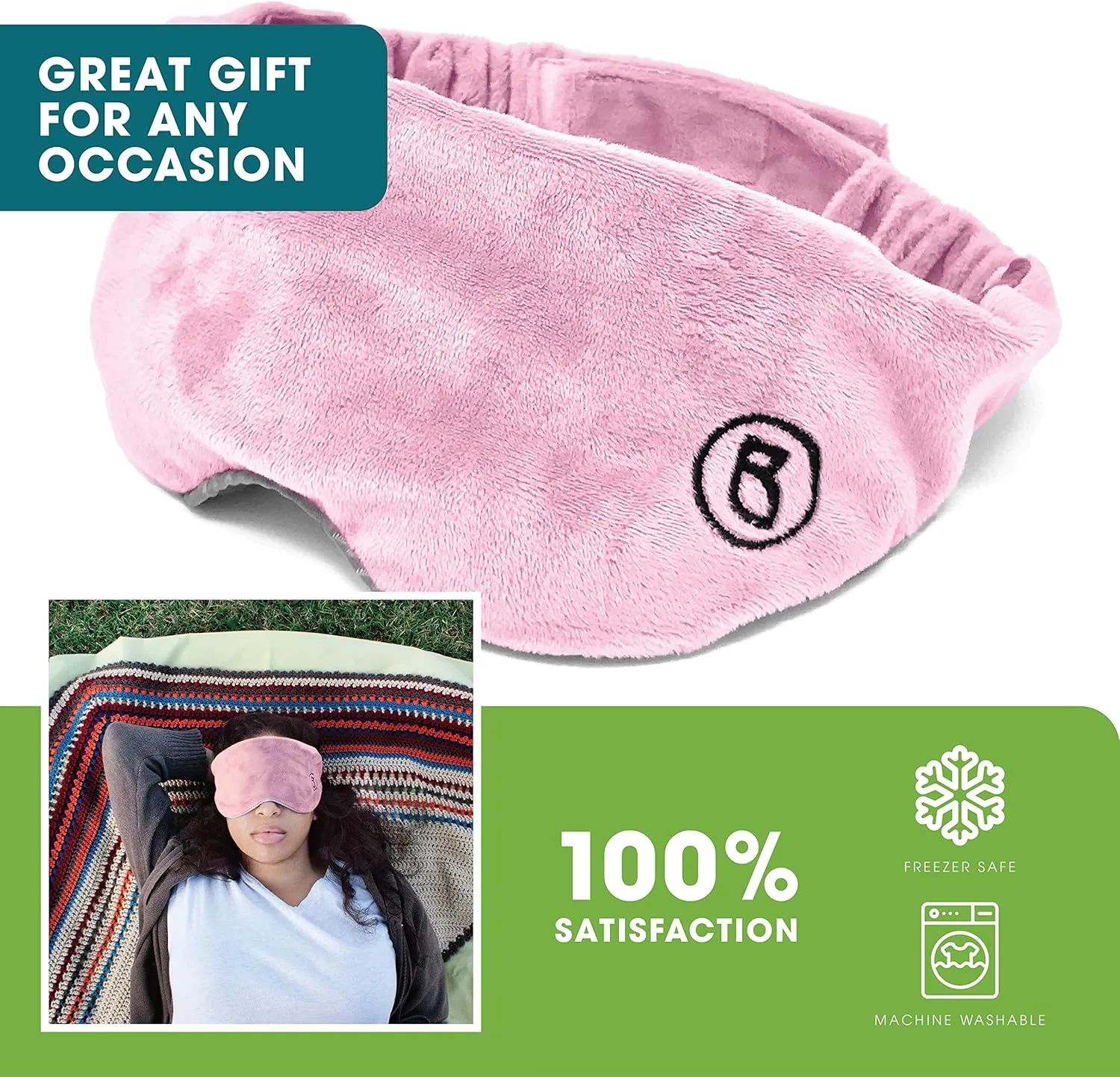 BARMY Weighted Sleep Mask for Women (0.8lb/13oz, 4 Colors) Weighted Eye Mask for Sleeping, Eye Cover That Blocks Out Light to Help Relaxation and Night Sleep, Comfortable Blackout Sleeping Mask, Pink