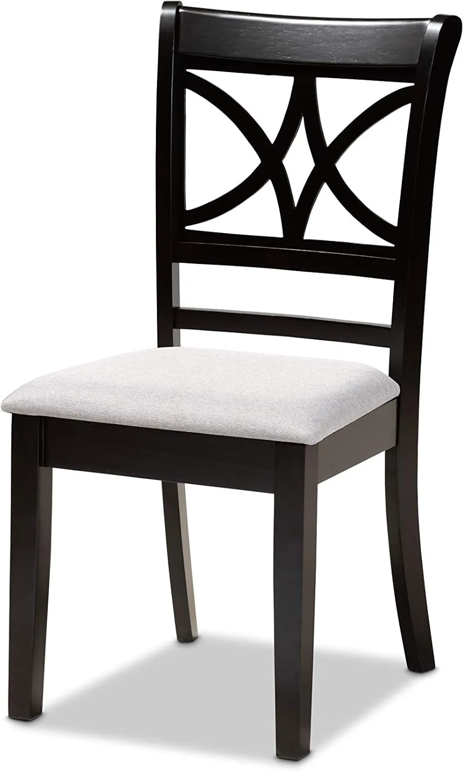 Baxton Studio Clarke Dining Chair Set - Grey Fabric Upholstered, Espresso Brown Wooden Frame, 4-Piece