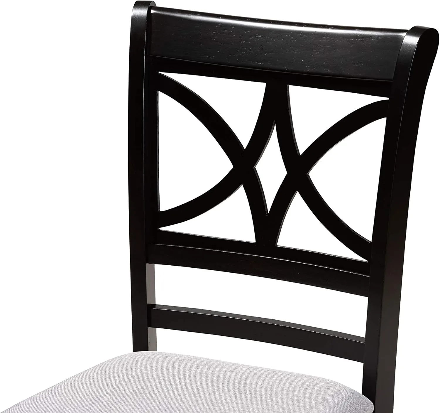 Baxton Studio Clarke Dining Chair Set - Grey Fabric Upholstered, Espresso Brown Wooden Frame, 4-Piece