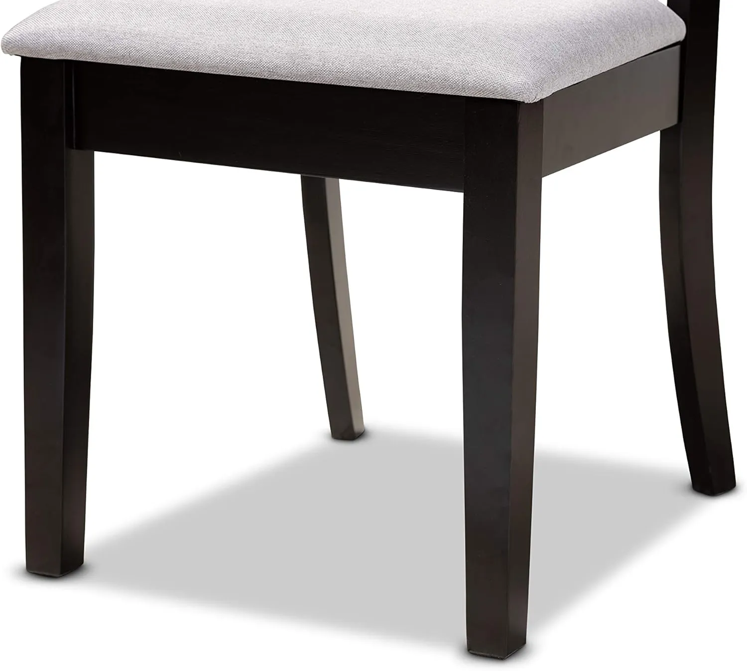 Baxton Studio Clarke Dining Chair Set - Grey Fabric Upholstered, Espresso Brown Wooden Frame, 4-Piece