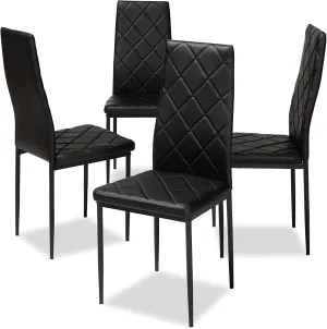 Baxton Studio Roanne 4-PC Dining Chair Set, Black