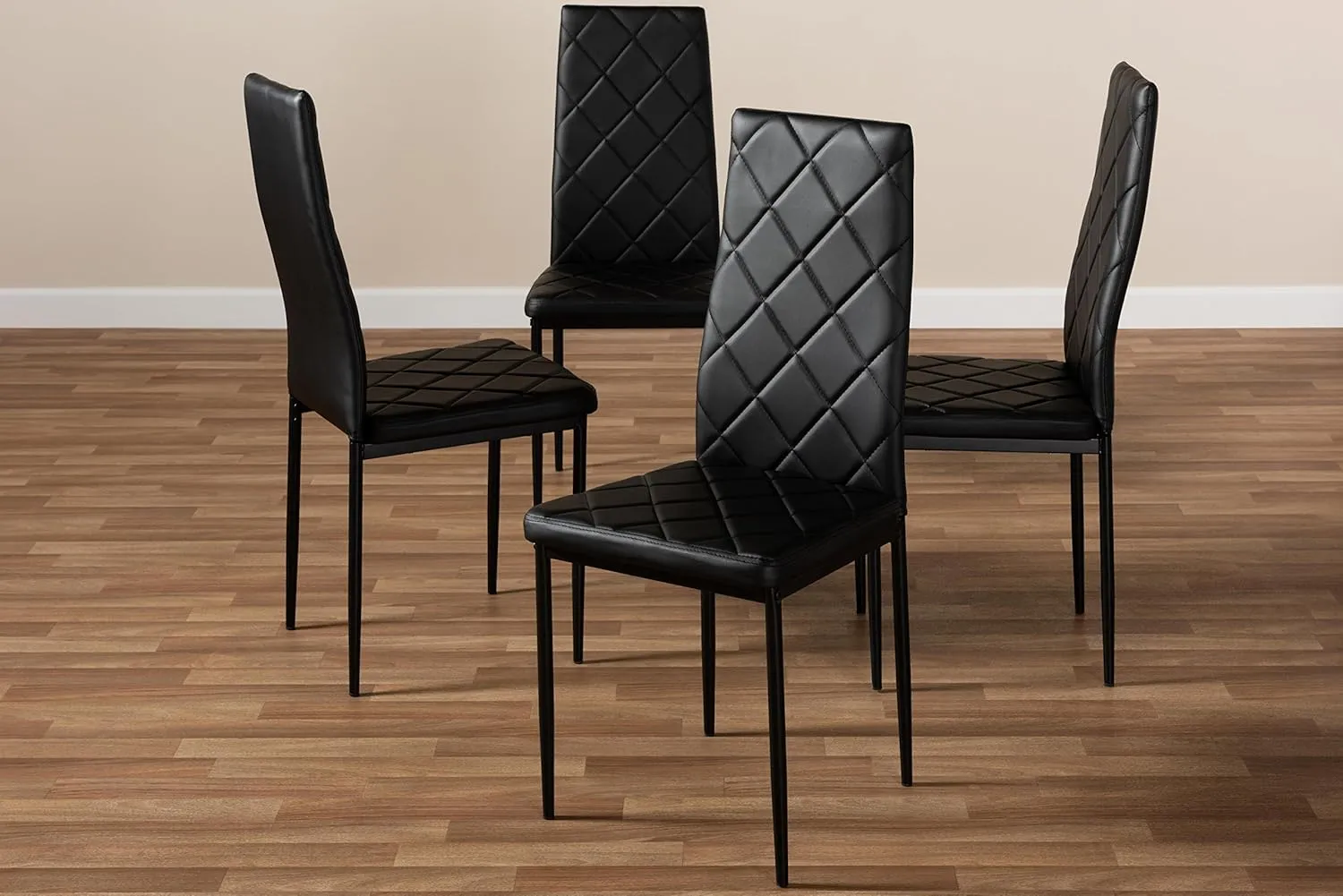 Baxton Studio Roanne 4-PC Dining Chair Set, Black