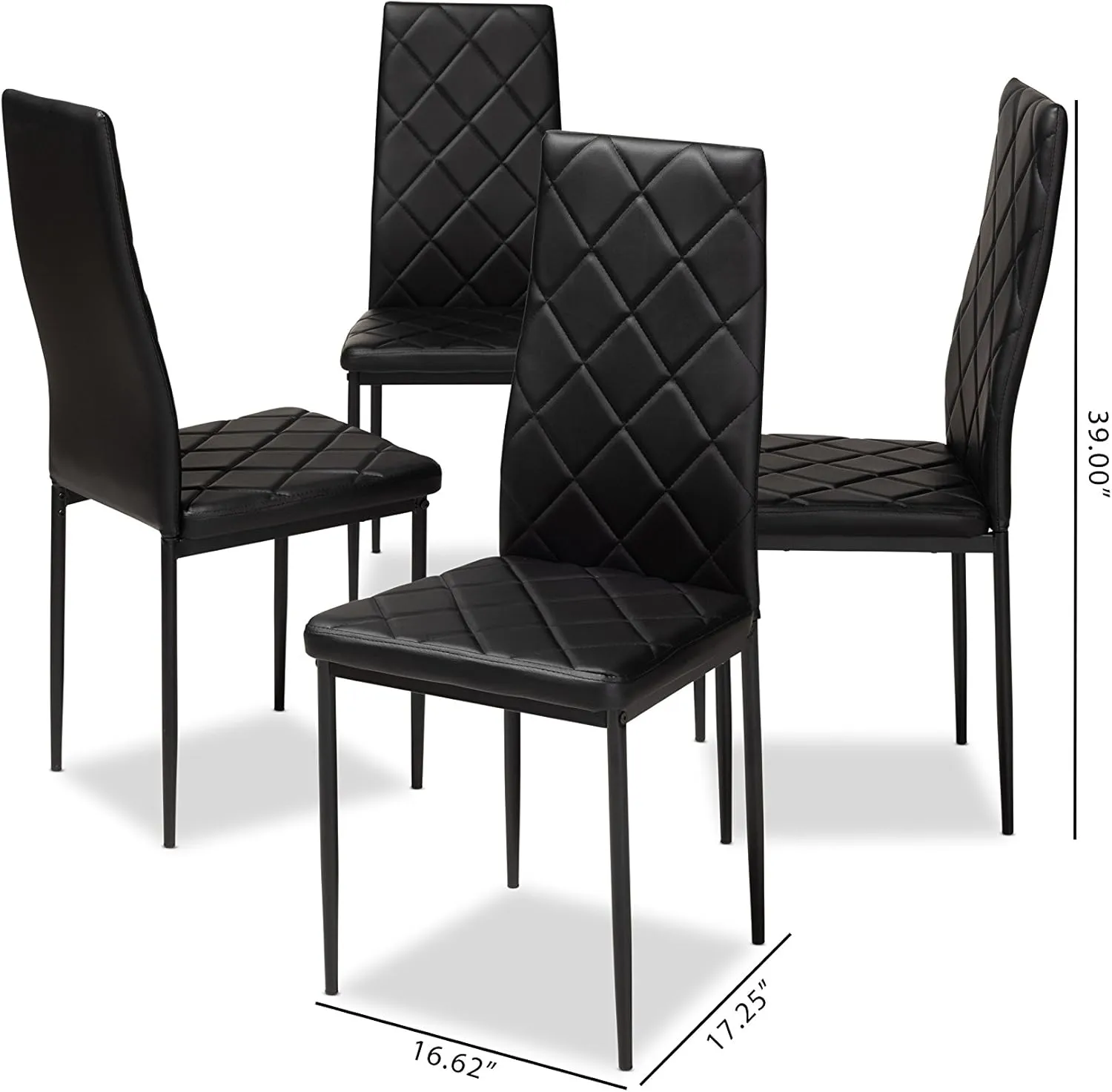 Baxton Studio Roanne 4-PC Dining Chair Set, Black