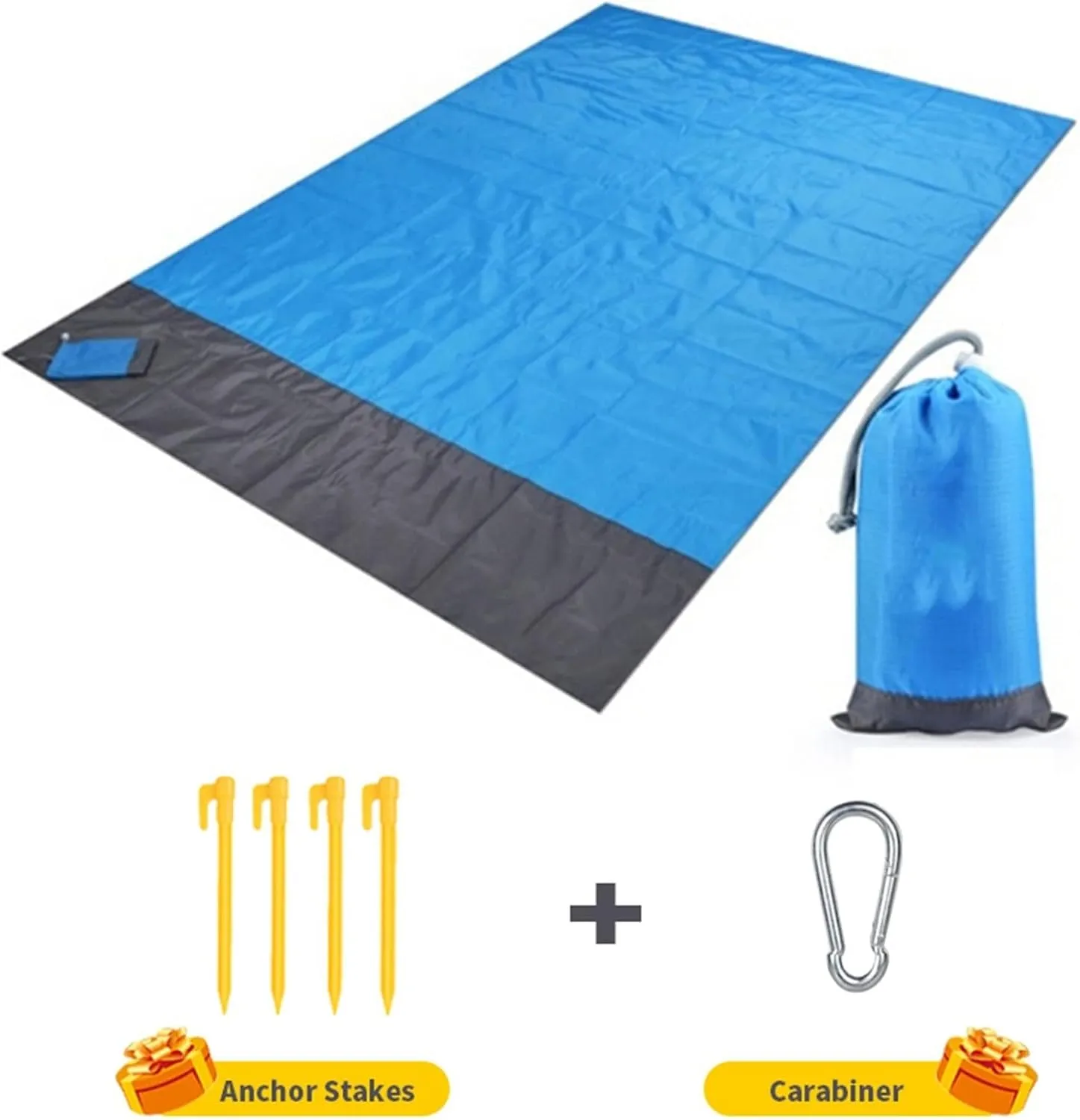 Beach Blankets Foldable Camping Blanket Waterproof Beach Mat Outdoor Portable Picnic Mat Camping Ground Mat Moisture-Proof Sleeping Pad(Orange)